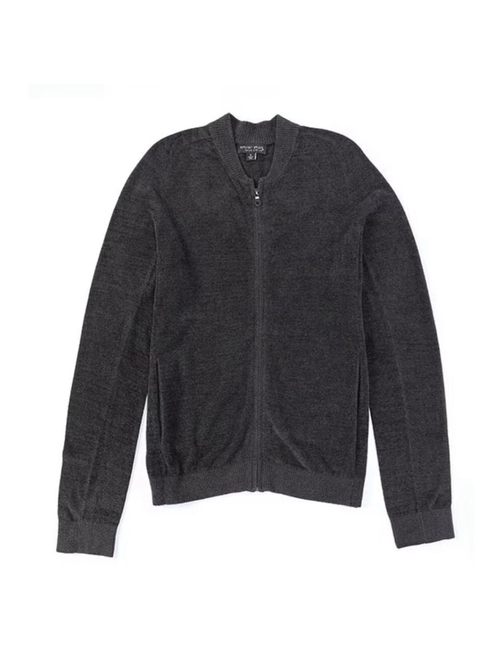 NWT Men's Barefoot Dreams Zip Up Sweater M Carbon
